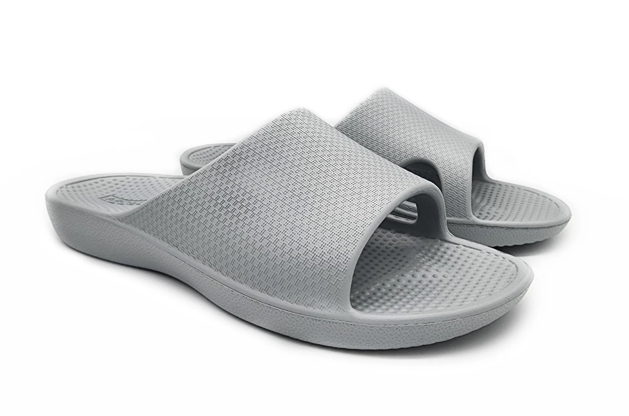 Rebound Orthotic Slides Ash Grey Front Angle