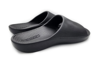 Rebound Orthotic Slides Black Back Angle