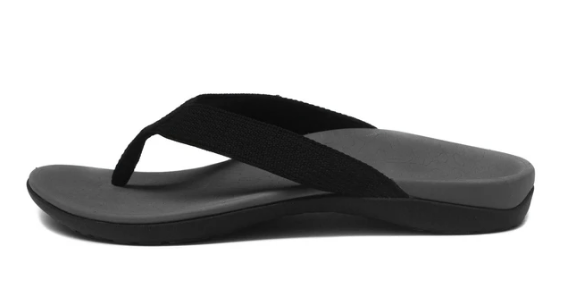 Foot HQ Footwear Axign Orthotic Flip Flops with Arch Support – Grey w/ Black Strap