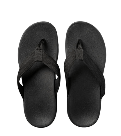 Foot HQ Footwear Axign Premium Orthotic Flip Flops with Arch Support - Black (Mens)