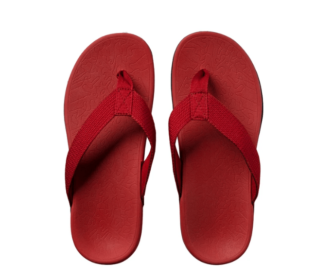 Foot HQ Footwear Axign Premium Orthotic Flip Flops with Arch Support – Wine Red (Mens)