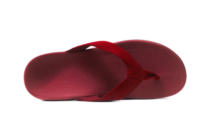 Foot HQ Footwear Axign Premium Orthotic Flip Flops with Arch Support – Wine Red (Mens)