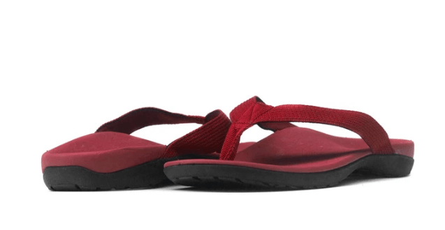 Foot HQ Footwear Axign Premium Orthotic Flip Flops with Arch Support – Wine Red (Mens)